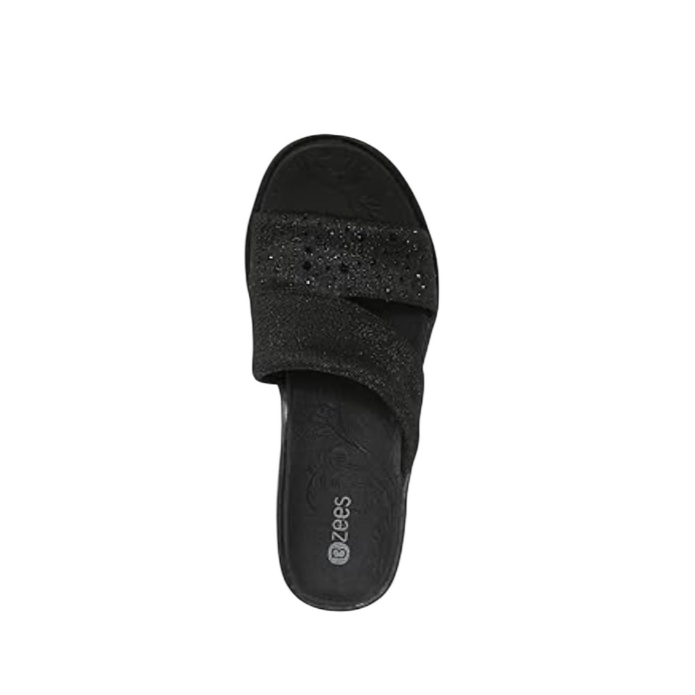 Bzees Black Sparkle Slide Sandals